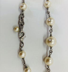 CHANEL Classic Long Man Made Pearl CC Necklace