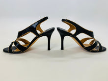 Load image into Gallery viewer, Manolo Blahnik Black and Camel Sandals Size 36