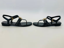 Load image into Gallery viewer, CHANEL Black CC Flat Thong Sandals Size 36