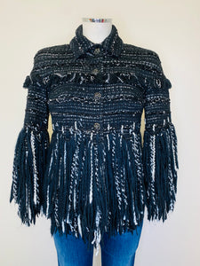 CHANEL Fall 2010 RTW Fringe and Tweed Jacket Size 38