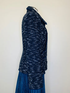 CHANEL Navy Blue and Black Tweed Jacket Size 42