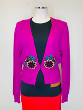 Load image into Gallery viewer, Le Superbe Magenta Beaded Cardigan Size M