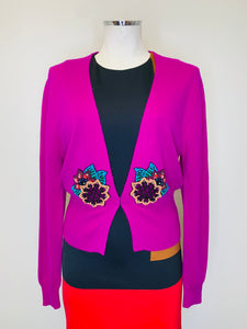 Le Superbe Magenta Beaded Cardigan Size M