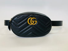 Load image into Gallery viewer, Gucci Black GG Marmont Belt Bag Size 75/30