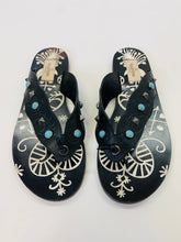 Load image into Gallery viewer, Valentino Garavani Black Rockstud Thong Sandals Size 37