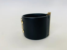 Load image into Gallery viewer, CHANEL Black And Gold CC Wide Cuff Size M