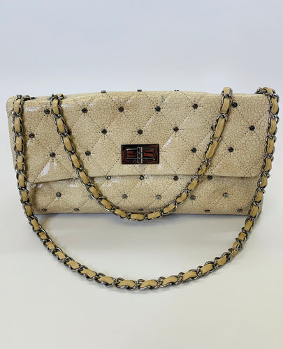 CHANEL Beige CC Studded Mademoiselle Flap Bag