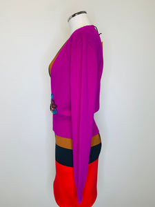 Le Superbe Magenta Beaded Cardigan Size M