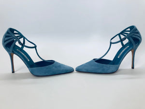 Manolo Blahnik Blue Getta 105 Pumps Size 39 1/2