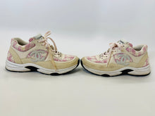 Load image into Gallery viewer, CHANEL Pink and Ivory Tweed CC Sneakers Size 37 1/2