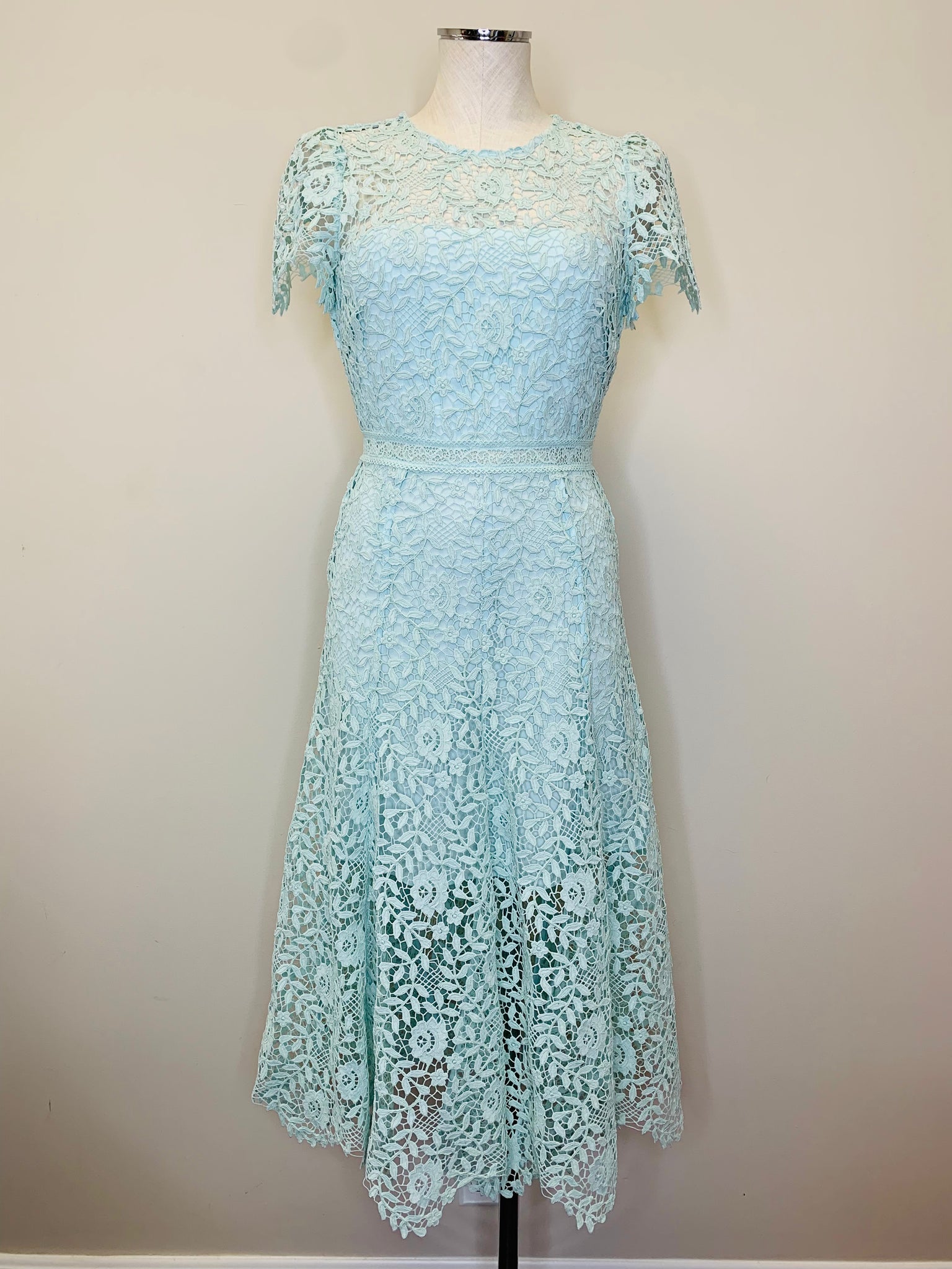 Self Portrait Aqua Blue Lace Midi Dress Sizes 4, 8 and 12 JDEX Styles Self Portrait Aqua Blue Lace Midi Dress Sizes 4, 8 and 12 JDEX Styles