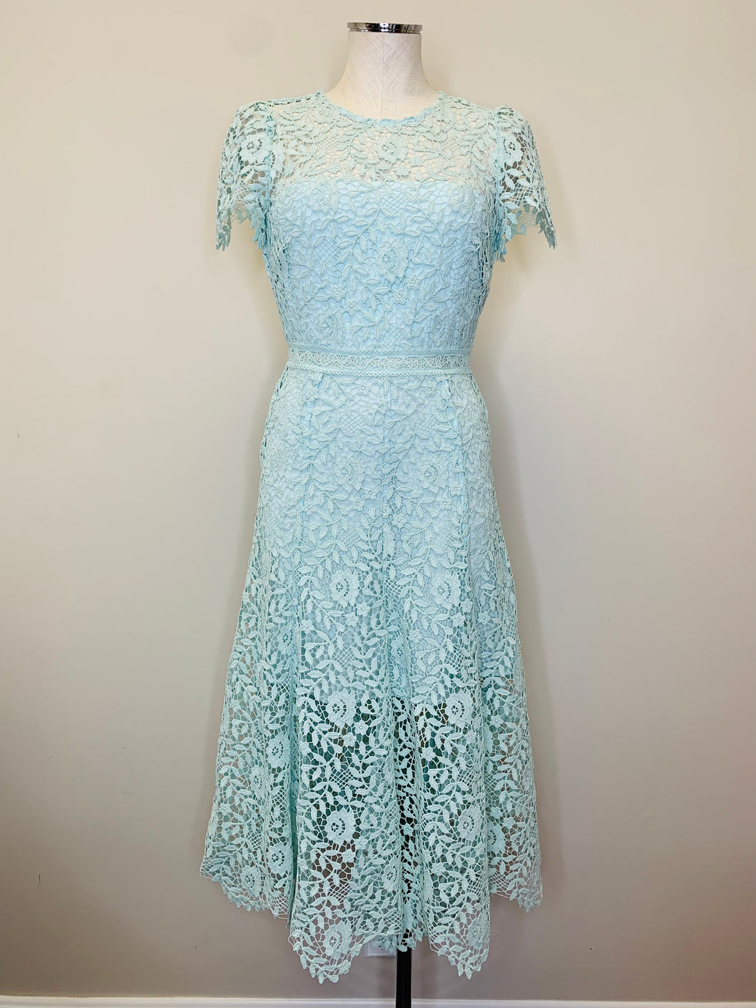 Self Portrait Aqua Blue Lace Midi Dress Sizes 4, 8 and 12