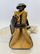 Load image into Gallery viewer, Balmain Bbuzz 22 Brown Calfskin and Raffia Top Handle Bag with Strap