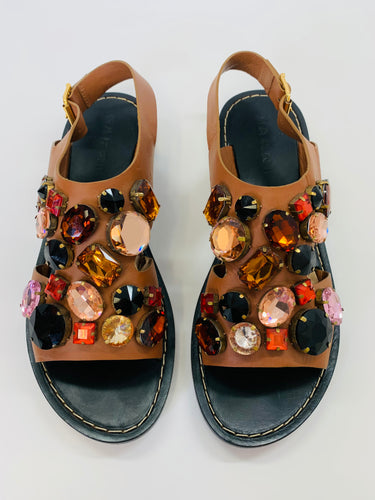 Marni Jeweled Flat Sandals Size 40