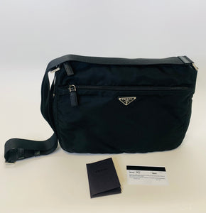 Prada Black Tessuto Nylon Messenger Bag