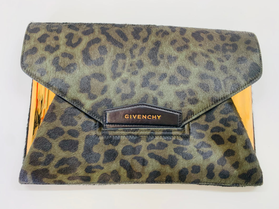 Givenchy Dark Green and Black Antigona Envelope Clutch