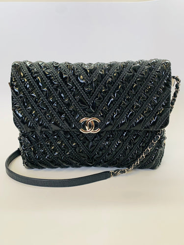 CHANEL Black Space Suit Flap Bag