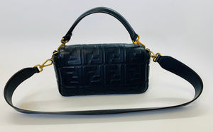 Fendi Navy Blue FF Embossed Baguette Bag