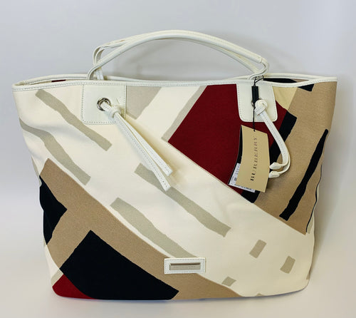 Burberry Large Check Canvas Tote Bag