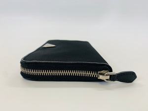 Prada Black Tessuto Nylon Large Zip Around Wallet