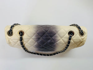 CHANEL Ivory and Grey Ombré Caviar Leather Flap Bag