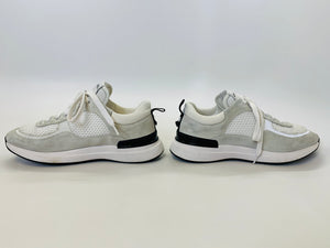 CHANEL Grey and White CC Lace Up Sneakers Size 36