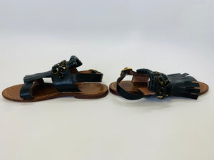 Marni Black Leather and Crystal Sandals Size 40