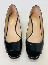 Load image into Gallery viewer, CHANEL Black Patent Leather Peep Toe Pumps Size 38