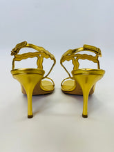 Load image into Gallery viewer, Prada Gold Leather Strappy Sandals Size 38