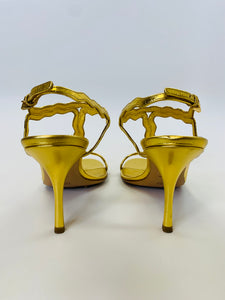 Prada Gold Leather Strappy Sandals Size 38