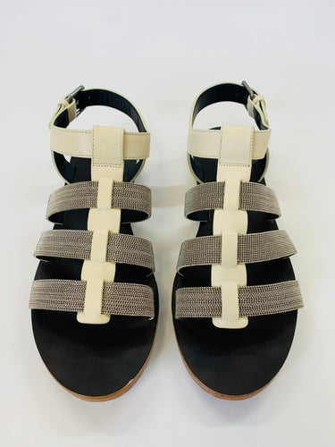 Brunello Cucinelli Monili and Leather Strappy Sandals Size 40