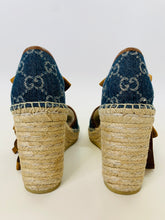 Load image into Gallery viewer, Gucci New Denim GG Espadrille Wedge Size 37