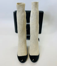 Load image into Gallery viewer, CHANEL Black and Beige High Boots Size 37 1/2