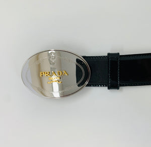 Prada Oval Logo Buckle Belt Size 34/85