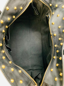 Alexander McQueen Black Skull Padlock Zip Around Studded Satchel