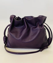 Load image into Gallery viewer, Loewe Eggplant Flamenco Drawstring Clutch With Strap