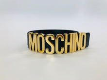 Load image into Gallery viewer, Moschino Black Logo Belt Size 40 - Small