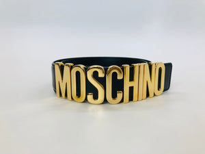 Moschino Black Logo Belt Size 40 - Small