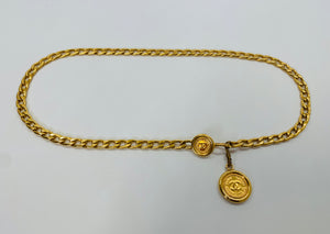 CHANEL Vintage Gold Metal CC Belt Size XS-S