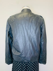 Rag & Bone Black Leather Slim Fit Moto Jacket Size 12