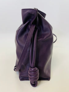 Loewe Eggplant Flamenco Drawstring Clutch With Strap