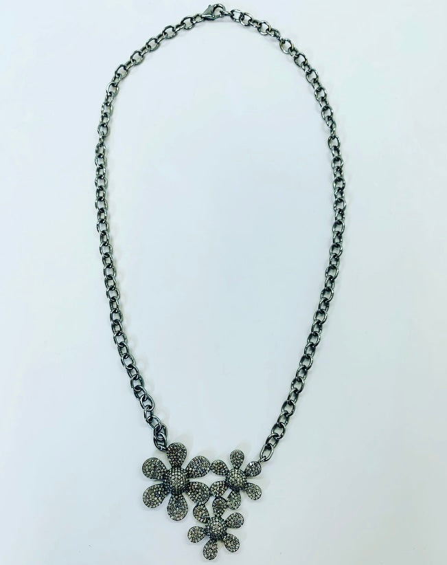 Rainey Elizabeth Three Flower Diamond Necklace
