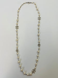 CHANEL Classic Long Man Made Pearl CC Necklace