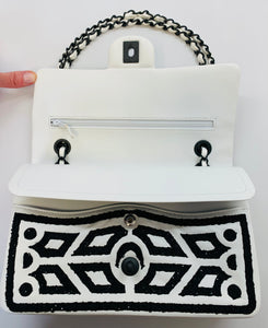 CHANEL White Leather Garden of Versailles Classic Double Flap Bag