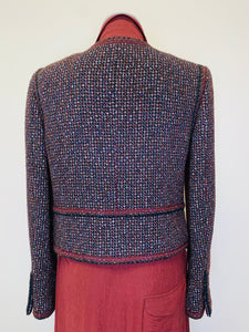 CHANEL Merlot and Black Tweed Jacket Size 42