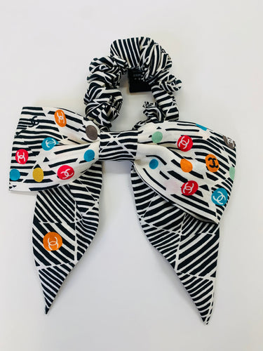 CHANEL Multicolor CC Print Hair Accessory Bow
