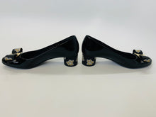 Load image into Gallery viewer, Salvatore Ferragamo Black Beaded Bow Pumps Size 7