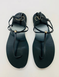 Valentino Garavani Black Rockstud Thong Sandal Size 40