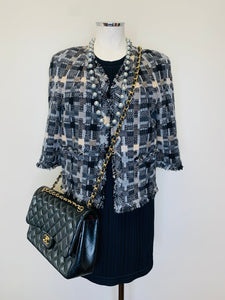 CHANEL Tweed and Fringe Jacket Size 42