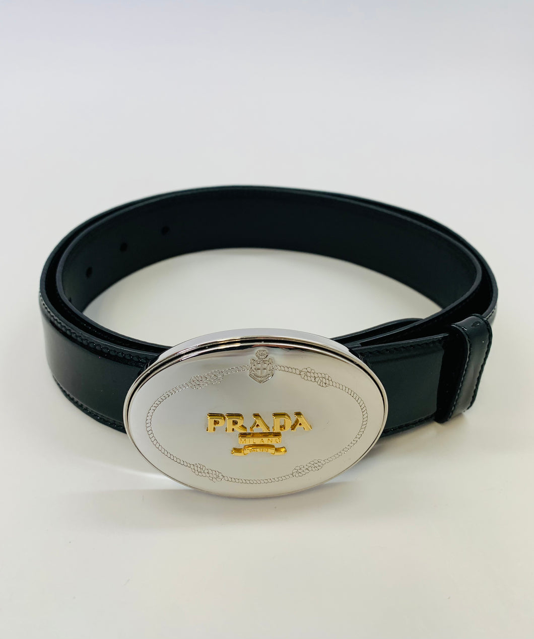 Prada Oval Logo Buckle Belt Size 34/85